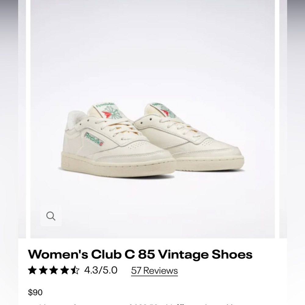 Reebok Women’s Club C 85 White Sneakers